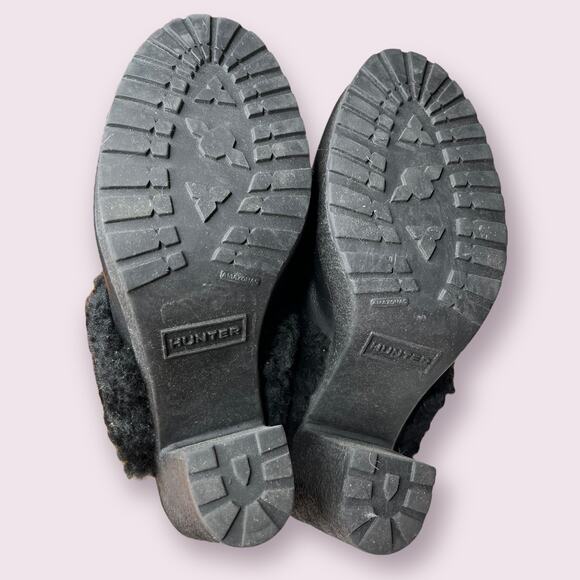 Hunter Black Fleece Shearling Leather Mules - Picture 8 of 8